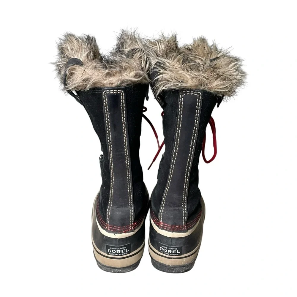 SOREL Joan of Arctic Lace Up Winter Waterproof Boots Black Red 8 - Picture 7 of 11